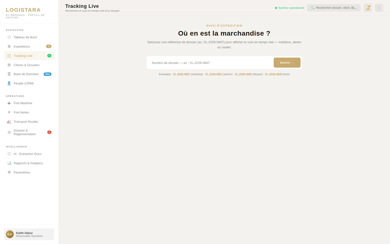Application mobile — Suivi public — le portail client sans compte