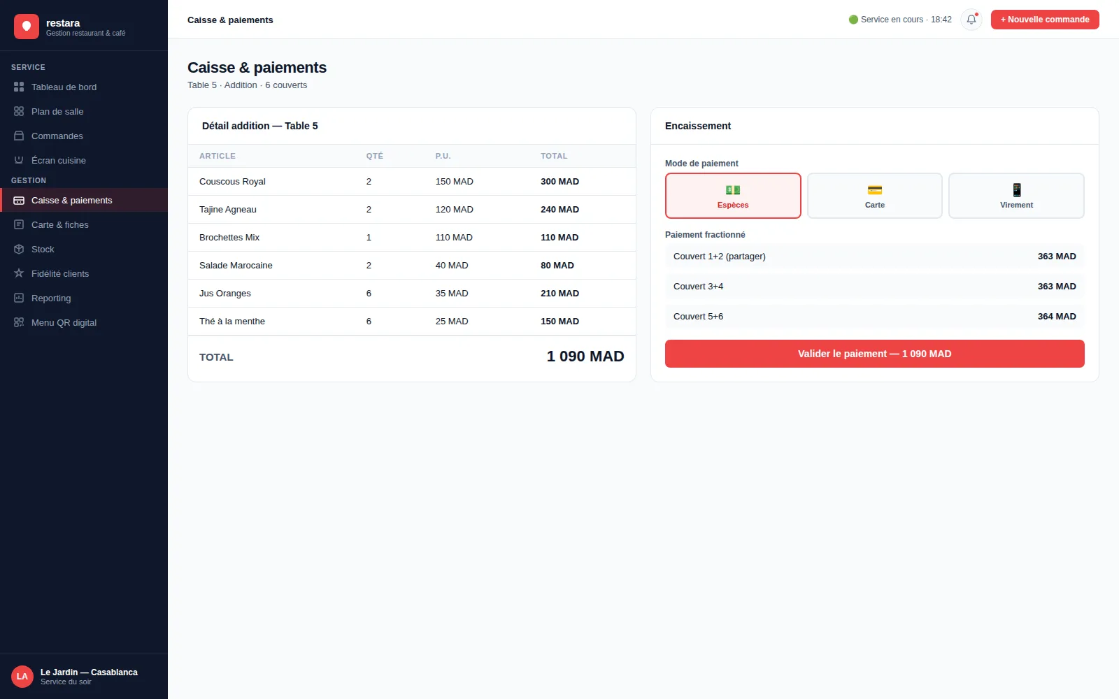 Aperçu du module Caisse & paiements