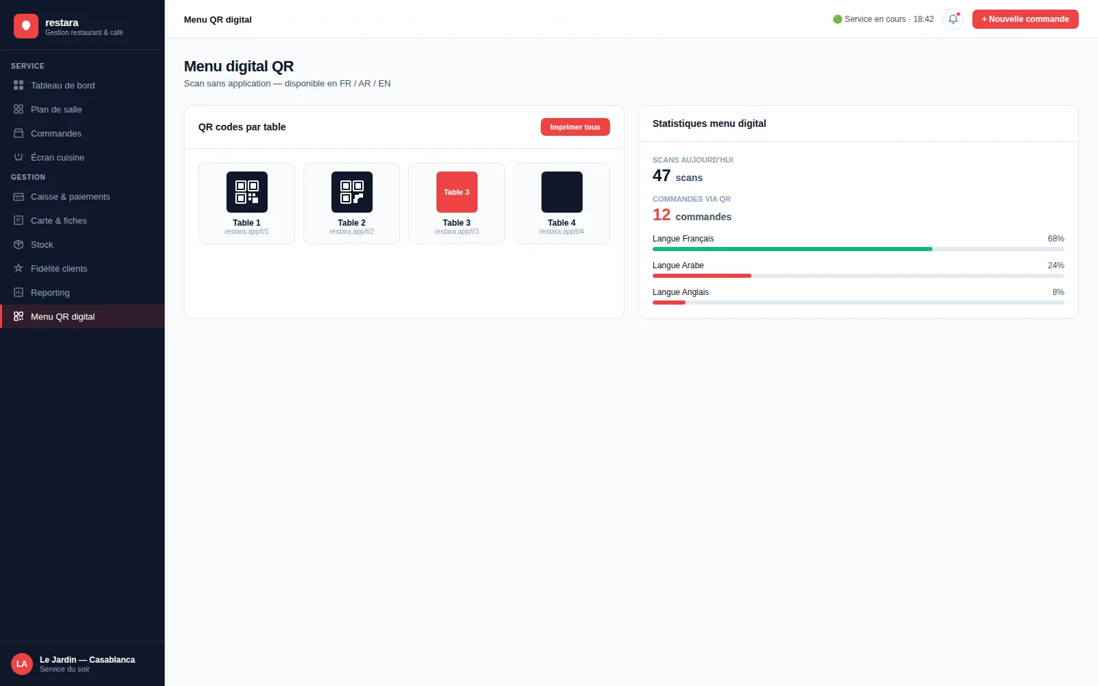 Application mobile — Menu digital & commande en ligne